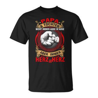 Papa Tochter Herz An Herz Lustiges Partnerlook Vatertag T-Shirt - Seseable