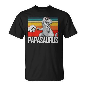 Papasaurus Papa Dinosaurs Dad & Baby Fathers Day Gift Unisex T-Shirt - Seseable