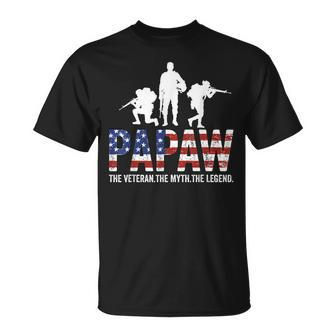 Papaw The Veteran The Myth The Legend Dad Daddy Father Sday Unisex T-Shirt - Seseable