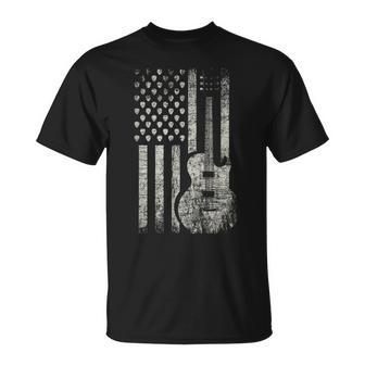 Patriotic American Pride Guitarist Usa Flag Guitar T-shirt - Seseable