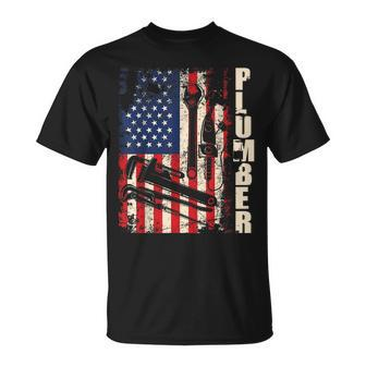 Patriotic Plumber Us Flag Plumbing Handyman Pipe Fitter Unisex T-Shirt | Mazezy