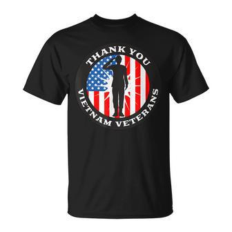 Patriotic Veteran Us Flag Thank You Vietnam Veterans T-Shirt - Seseable