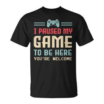 I Paused My Game To Be Here Video Game Retro Gamer Boys T-Shirt - Seseable