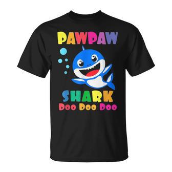 Pawpaw Shark Funny Fathers Day Gift For Mens Dad Unisex T-Shirt - Seseable