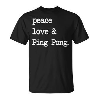 Peace Love & Ping Pong Table Tennis T-shirt - Seseable