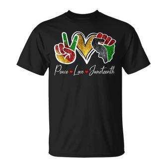 Peace Love Junenth Black Pride Freedom 4Th Of July Unisex T-Shirt | Mazezy