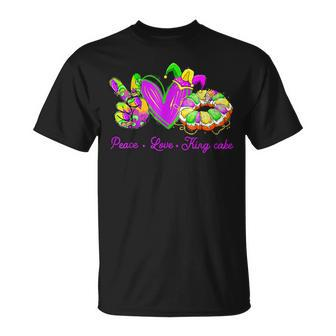 Peace Love King Cake Mardi Gras Party Carnival V3 T-Shirt - Seseable