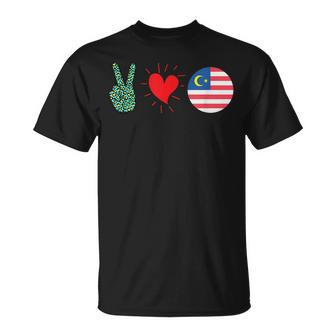 Peace Love Malaysia Flag Malaysian Pride Roots Unisex T-Shirt | Mazezy UK