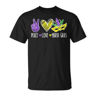Peace Love Mardi Gras New Orleans Louisiana Parade T-Shirt - Seseable