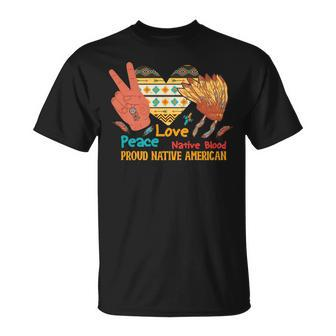 Peace Love Native Blood Heart Native American Heritage Month T-shirt - Thegiftio UK