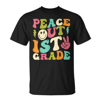 Peace Out 1St Grade Groovy Graduation Last Day Of School Unisex T-Shirt | Mazezy