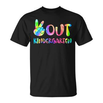 Peace Out Kindergarten Tie Dye Graduation Last Day Of School Unisex T-Shirt | Mazezy