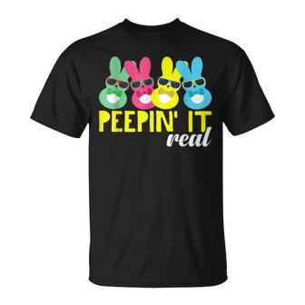 Peepin It Real Easter Bunnies Cool Boys Girls Toddler Kids Unisex T-Shirt | Mazezy
