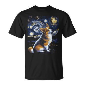 Pembroke Welsh Corgi Dog Starry Night Dogs Lover Graphic Unisex T-Shirt | Mazezy