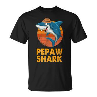 Pepaw Shark Vintage Papa Opa Vatertag Geschenke T-Shirt - Seseable