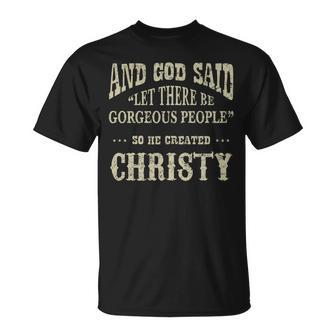 Personalized Birthday Gift Idea For Person Named Christy Unisex T-Shirt - Seseable