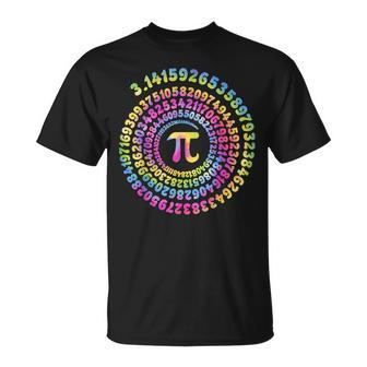 Pi Day Spiral Pi Tie Dye Numbers Math Pi Day 314 Unisex T-Shirt | Mazezy
