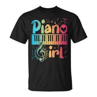 Piano Girl Pianist Keyboard Music Notes Piano Lover T-Shirt - Seseable