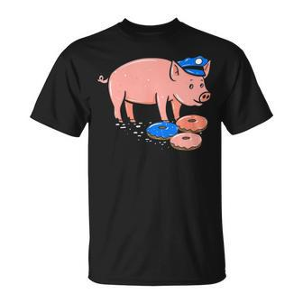 Pig Cop Funny Police Officer Doughnut Gift Unisex T-Shirt - Seseable