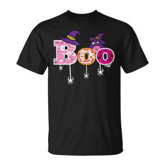 Pink Boo Spider Witch Hat Cute Scary Halloween Girls V2 T-shirt - Thegiftio UK