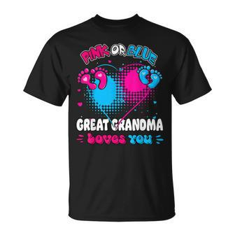 Pink Or Blue Heart Great Grandma Loves You Shower Gender Rev Unisex T-Shirt | Mazezy