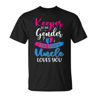 Pink Or Blue Uncle Loves You Keeper Gender Reveal Baby Unisex T-Shirt | Mazezy