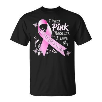 Pink Ribbon Love Great Grandma Breast Cancer Awareness Unisex T-Shirt | Mazezy