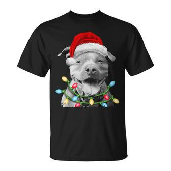 Pit Bull Santa Christmas Tree Lights Xmas Boys Dog Dogmas T-shirt - Thegiftio UK