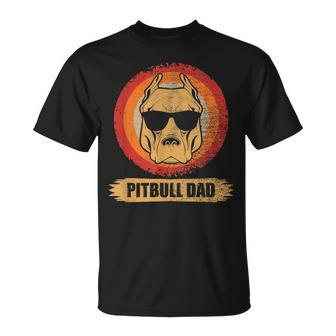 Pitbull Dad Dog With Sunglasses Pit Bull Father & Dog Lovers T-shirt - Thegiftio UK