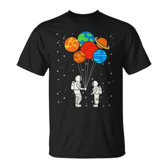 Planet Balloons Astronaut Planets Galaxy Space Outer T-Shirt - Seseable