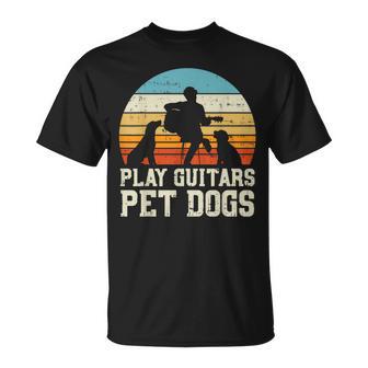 Play Guitars Pet Dog Retro Music Guitarist Animal Lover T-Shirt | Seseable UK