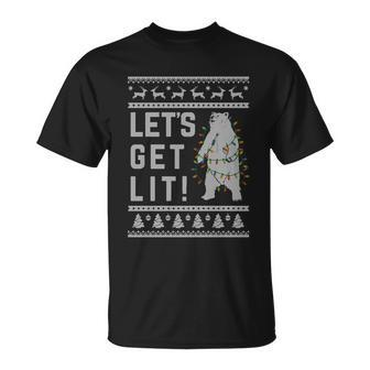 Polar Bear Lets Get Lit Xmas Ugly Christmas Funny Gift Unisex T-Shirt - Monsterry