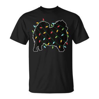 Pomeranian Lichterkette Weihnachtsmotiv Hund Weihnachten T-Shirt - Seseable