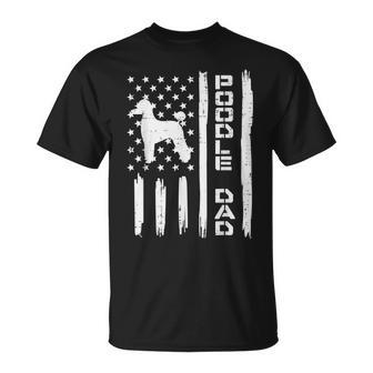 Mens Poodle Dad Us Flag Vintage Patriot Dog Lover Owner Men T-Shirt - Seseable