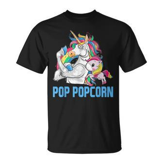 Pop Popcorn Muscle Unicorn Dad Grandpa Baby T-shirt - Thegiftio UK