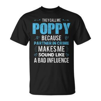 Poppy Grandpa Fathers Day Funny Gift Design Unisex T-Shirt - Seseable
