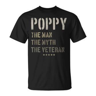 Poppy Man Myth Veteran Fathers Day For Military Veteran T-shirt - Seseable