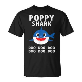 Poppy Shark Doo Doo Doo Funny Fathers Day Poppy Unisex T-Shirt - Seseable
