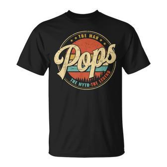 Pops The Man The Myth The Legend Men Retro Decor Grandpa Unisex T-Shirt - Seseable