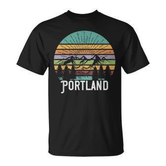 Portland Oregon Vintage Mountain 70S 80S Retro T-Shirt - Seseable