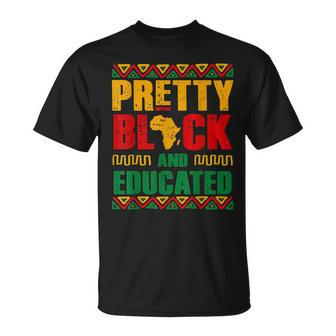 Pretty Black And Educated Women African Map Black History T-Shirt - Seseable
