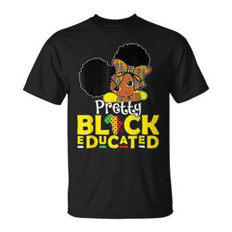 Pretty Black And Educated Black History Month Queen Girls T-Shirt - Seseable