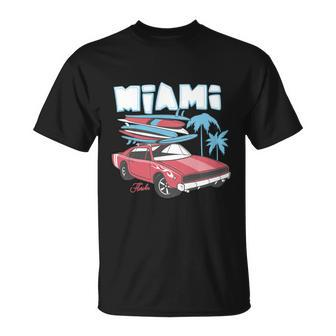 Print And Retro Car With Surfboard Unisex T-Shirt - Monsterry DE