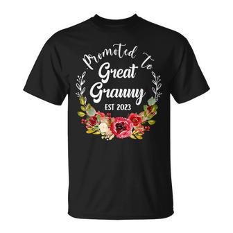 Promoted To Granny Est 2023 Women Flower First Time Mom T-Shirt - Seseable
