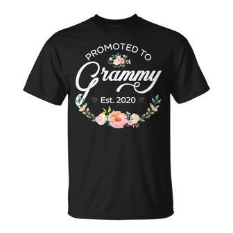 Promoted To Grammy Est 2020 First Time Grandma Floral Unisex T-Shirt | Mazezy CA
