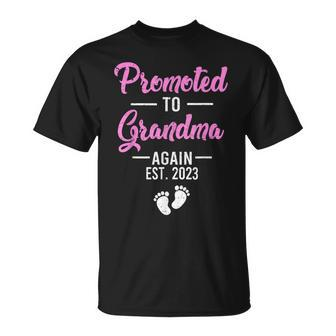 Promoted To Grandma Again 2023 Grandma To Be Again Unisex T-Shirt | Mazezy