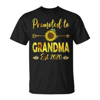 Promoted To Grandma Est 2020 First Time Mom Sunflower Unisex T-Shirt | Mazezy