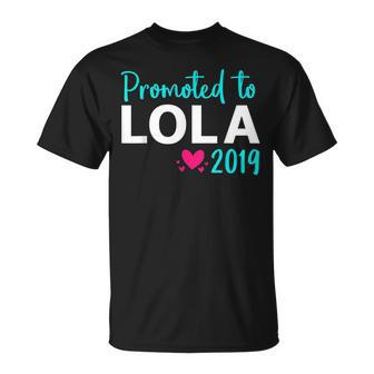 Promoted To Grandma Lola 2019 Pregnancy Announcement T Unisex T-Shirt | Mazezy