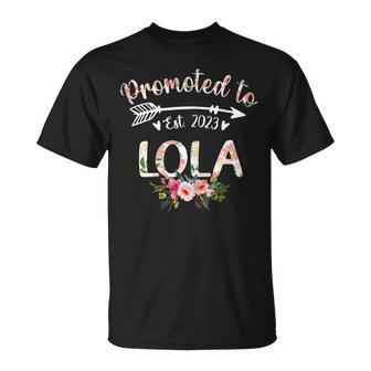 Promoted To Lola Est 2023 Women Floral First Time Grandma Gift For Womens Unisex T-Shirt | Mazezy