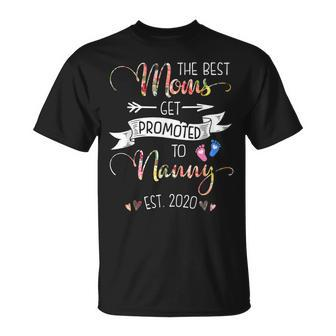 Promoted To Nanny Est 2020 Floral First Time Grandma Unisex T-Shirt | Mazezy UK